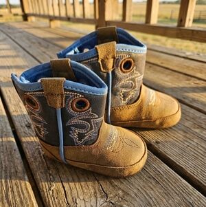 Twister Tan and Blue Infant Western Boots Sz Infant